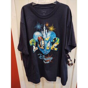 NWT Disney 2012 3X T Shirt Womens Navy Blue Sparkle Mickey Mouse Short Sleeve